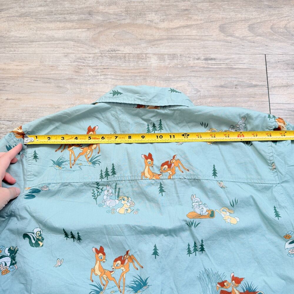 Disney Bambi Scenic Print Button-Up Shirt BoxLunch Exclusive Men’s XL Green Blue - Picture 7 of 11
